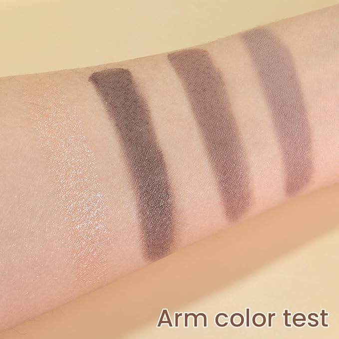 4 Colors Matte Shimmer Eyeshadow Palette for Eye Makeup, Rose Gold Dark Brown Gray Eyeshadow Quads Velvety Pigmented Blendable Matte, Talc-Free