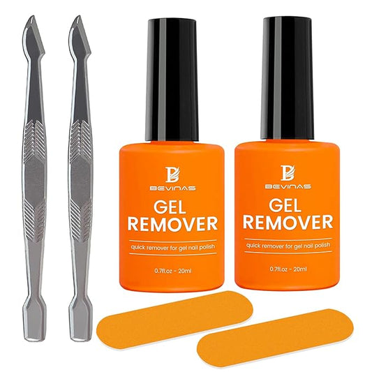 2PCS 20ml Gel Polish Remover Kit - Gel Nail Polish Remover Set - Nail Latex Tape - Gel Remover