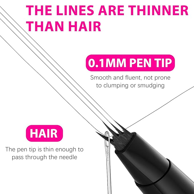 2-in-1 Eye Brow Pencils for Women,Waterproof Eyebrow Pen with 4 Tip Microblading Eyebrow Pencil and 0.01mm Ultra-Precise Eyeliner,Create Natural Hair-Like Brows,Lasting (04 Black)