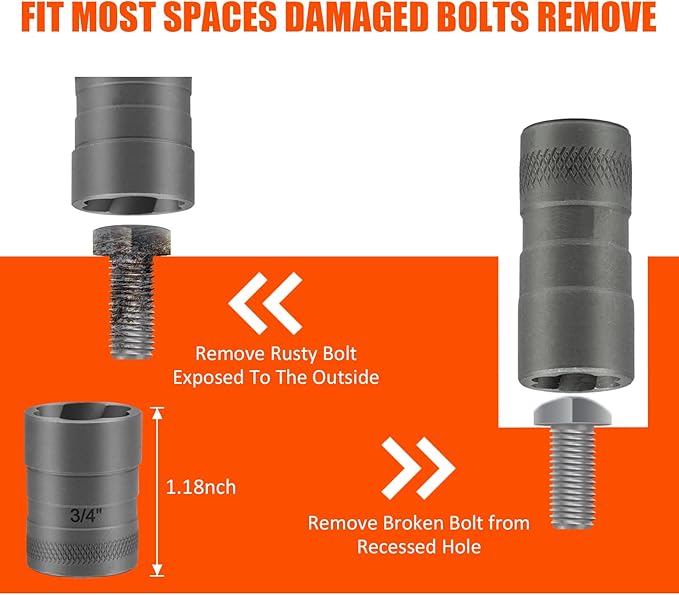 Bolt Extractor Kit, 32Pcs Impact Bolt & Nut Remover Set, Stripped Bolt Extractor Socket Set for Damaged, Frozen, Rusted, Rounded, Broken Bolts Nuts Screws Remove