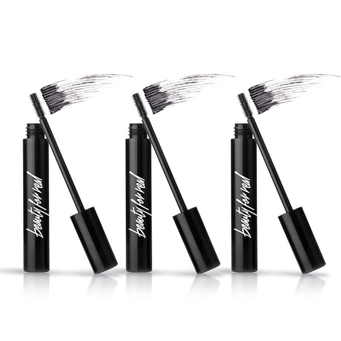Beauty for Real Hi-Def Mascara, Just Black - Set of 3 - Defining & Volumizing Lash Definer - Humidity & Smudge Proof - Micro Brush Ensures Versatile Application - 2.3 oz