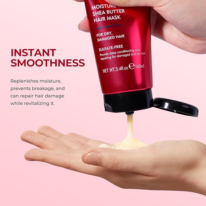 Collagen Hair Mask Deep Repair Conditioning Moisture Collagen Shea Butter Hair Treatment for Dry and Damaged Hair All Hair Types 5.4fl.oz 160ml