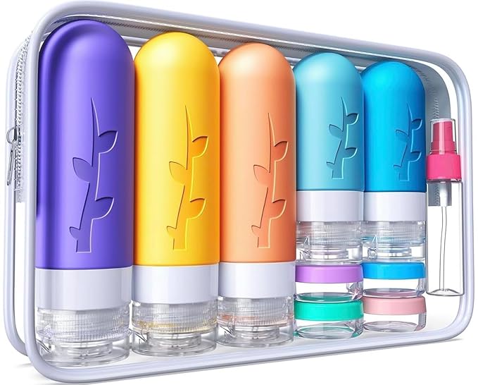 19 pack Travel Bottles for Toiletries, TSA Approved Silicone Travel Size Containers for toiletries Set, Refillable & Leakproof Travel Bottles Kit Travel Size Bottles