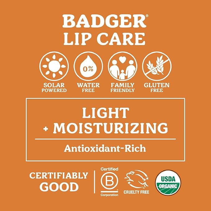 Badger Highland Mint Classic Lip Balm, 100% Organic Balm Long Lasting Lip Moisturizer w/Light Silky Texture, Refreshing, Invigorating & Soothing Mint Lip Balm, 4 Pack