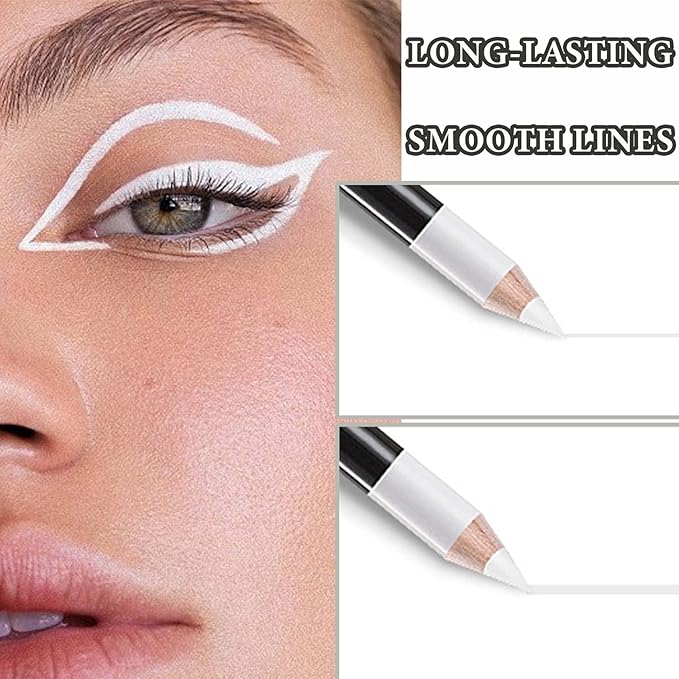 12 PCS White Eyeliner Pencils,Professional Long Lasting Waterproof Makeup Pencils,Highly Pigmented Inner Corner Eye Highlighter Eyeliner Pencil White Eye Liner Pen Sets for Women