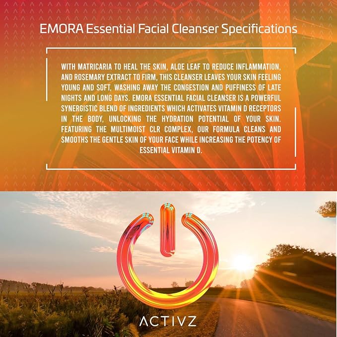 ACTIVZ Emora Essential Facial Cleanser - Gentle Hydration with MultiMoist CLR Complex, Aloe, Matricaria, and Rosemary Extracts - 85ml