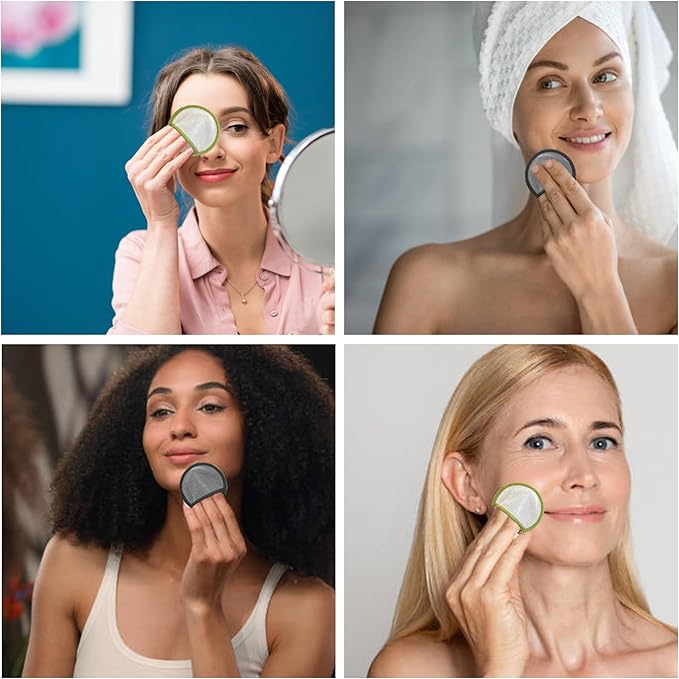 Chloven Reusable Cotton Rounds 16 Pack - Machine Washable Bamboo Charcoal Makeup Remover Pads for Face, Bamboo Terry Face Wipes Reusable Makeup Pads with Laundry Bag