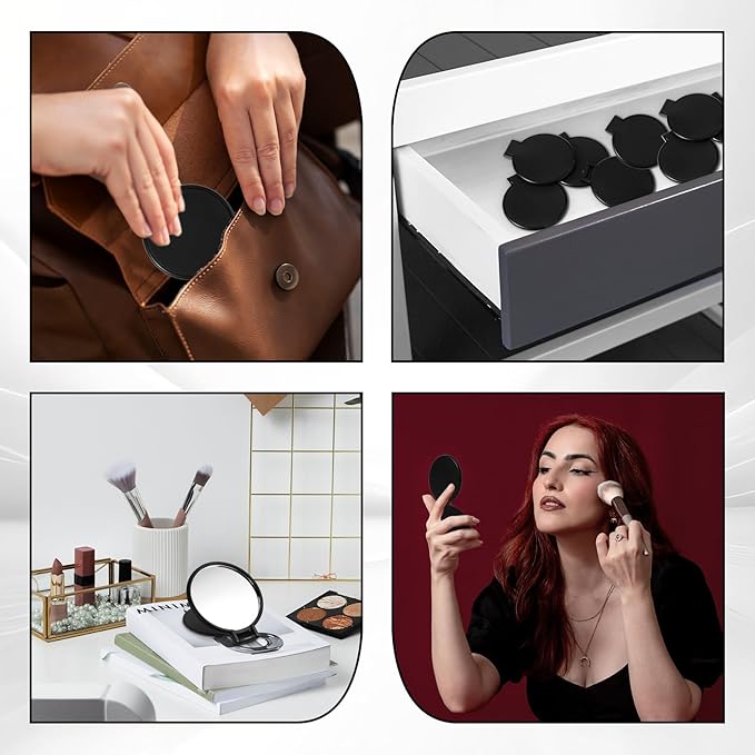 50 Pcs Round Compact Mirror for Purse Mini Folding Mirror Portable Pocket Mirror Makeup Small Mirror Vintage Portable Travel Makeup Mirror for Women Daily Use