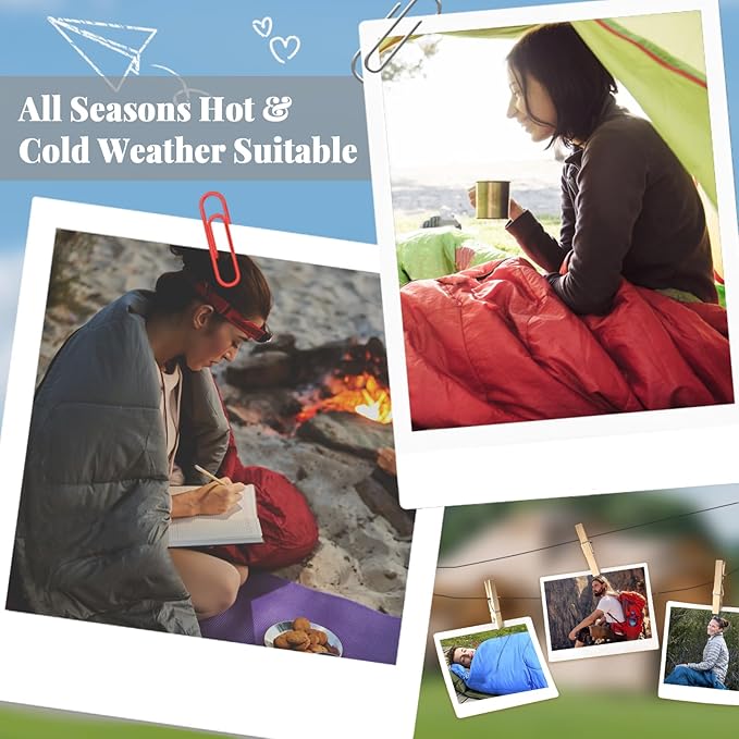 6 Pack Camping Sleeping Bags for Adults Bulk Cotton Liner 4 Seasons Lightweight Warm Waterproof with Compression Sack for Backpacking Hiking Homeless, Camping Gear Essential