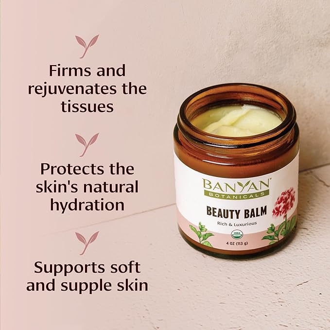 Banyan Botanicals Beauty Balm - USDA Certified Organic, 4 oz - Shatavari & Rose Geranium to Moisturize & Soften Skin