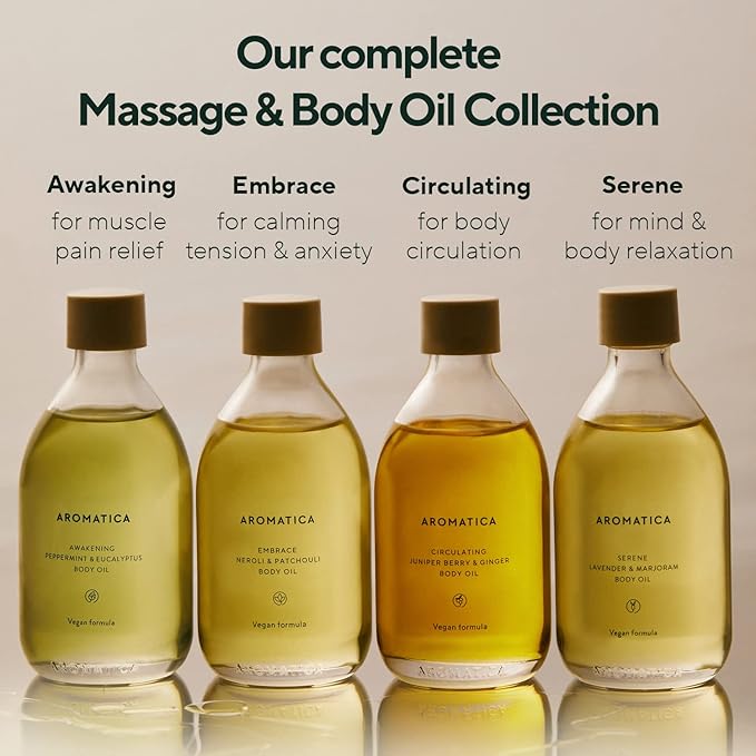 AROMATICA Serene Body Oil Lavender & Marjoram Essential Oil, Aromatherapy Oil, Scented Body Oil, After Shower Natural Oil for Women, Non-Greasy Body Serum, Body Moisturizer for Dry Skin (3.38 fl. oz)