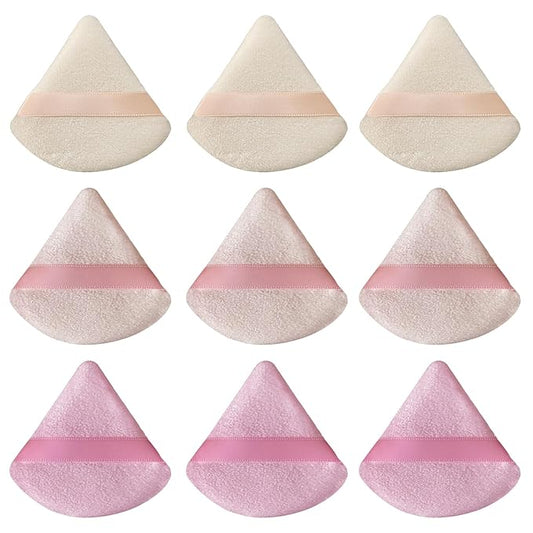 9 Pcs Pink Triangle Powder Puff Makeup Puff:Powder Puff Face Triangle for Loose Powder Cosmetic Foundation Makeup Sponge Beauty Blender