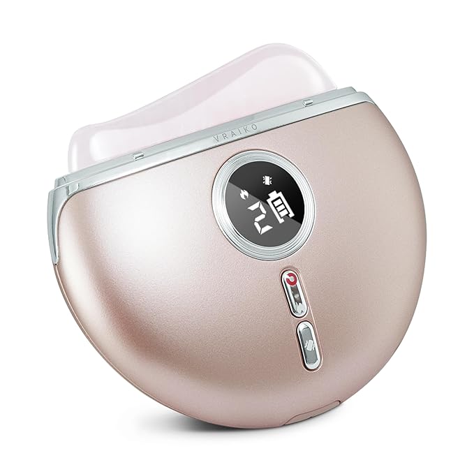AlpenGlow Electric Gua Sha Device, Rose Quartz Gua Sha Facial Tools with Heat and Vibration, Gua Sha Face Massager for Lymphatic Drainage, Lift, Puffiness, Rejuvenation Natural Glow (Rose Gold)