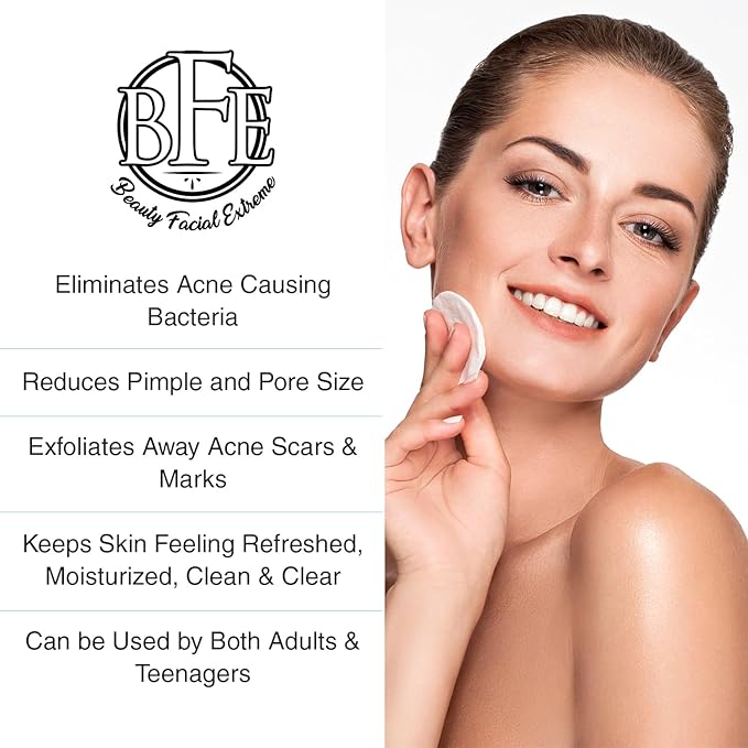 Acne Treatment Pads- Eliminates Cystic Breakouts, Oily Skin & Clogged Pores. Clear Pimple, Whitehead, Blackhead, Dark Spots & Improve Skin Texture.