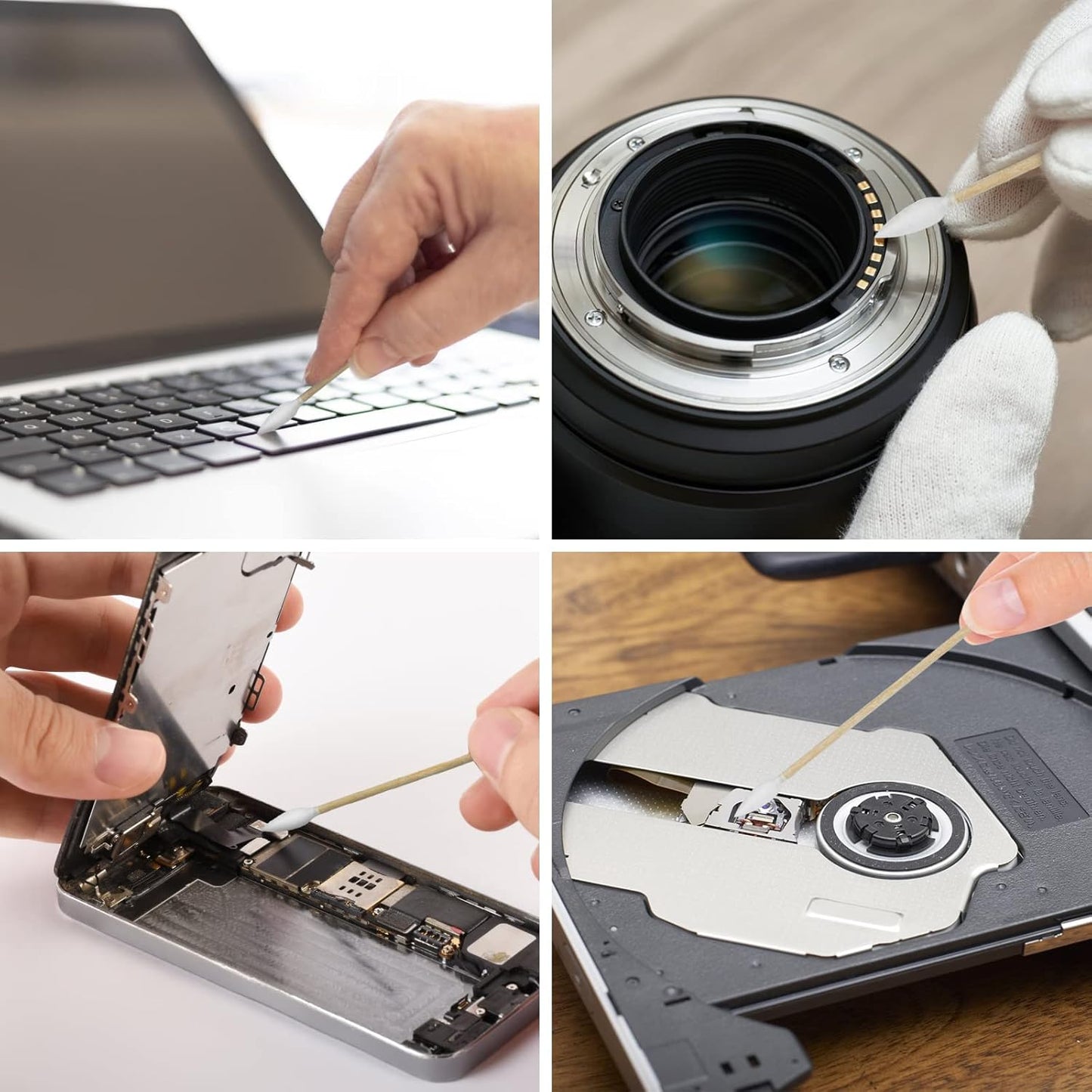 500 PCS 6 Inch Precision Tips Cotton Swabs - Long Wooden Stick Cotton Buds Pointed Cotton Swabs With Case - Cotton Tipped Applicators For Makeup, Electronics, Hard To Reach Area