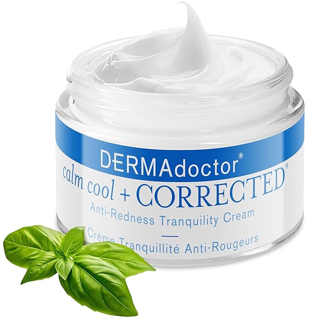 DERMAdoctor Redness & Itchy Skin Relief Calm Cool + Corrected Tranquility Cream for Sensitive Skin | moisturizing face cream Hydration with Squalane & Hyaluronic Acid White Tea Extract – 1.7oz