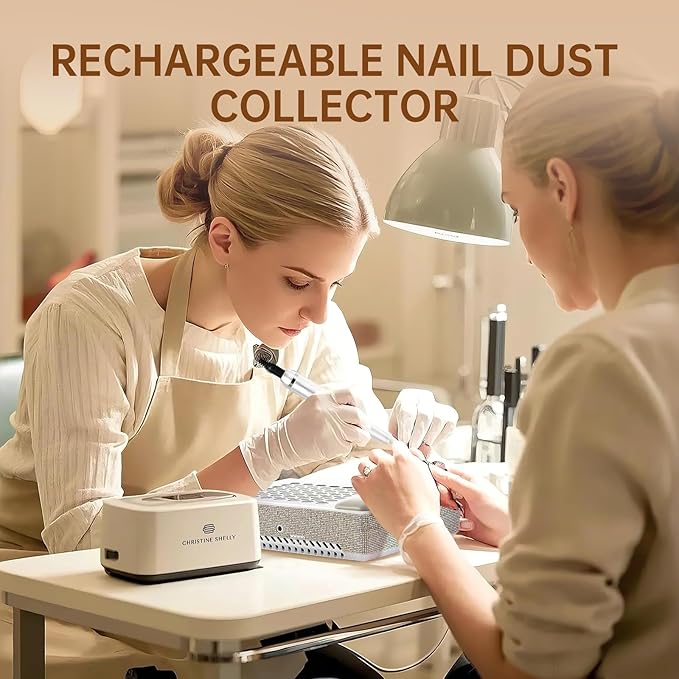 Cordless Nail Dust Collector, Brushless Turbo Fan Dust Collector Nail Tech with 30pcs Cotton Filter,Rechargeable Dust Suction Machine for Acrylic Gel Polish Manicure at Salon&Home
