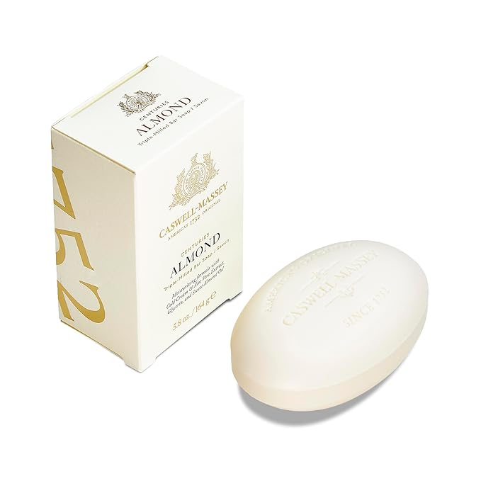 Caswell-Massey Almond Natural Bar Soap for Men & Women, Moisturizing Body Soap Bar for All Skin Types, Made with Essential Oils & Plant-Based Formula for Soft Skin, Made in USA, 5.8 oz