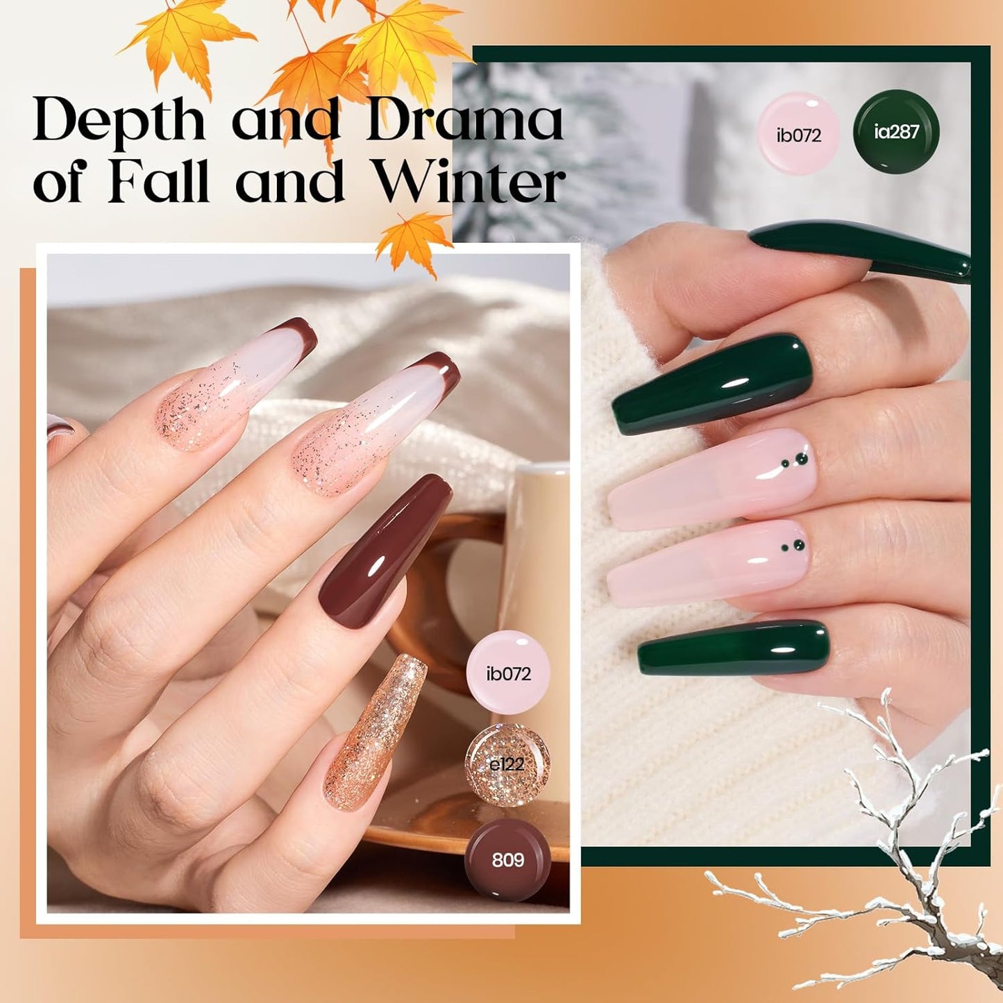 Beetles Gel Nail Polish Set - Seasons Variations 48 Colors Gel Polish Kit Brown Nude Pink Red Blue White Color with Base Top Coat Home DIY Soak Off Nail Art Salon Manicure Starter Kit Gift for Women