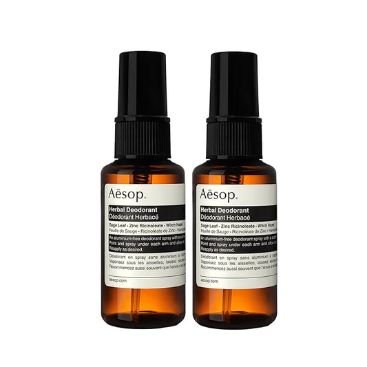 Aesop Herbal Deodorant Spray | Aluminum Free | Deodorant Reduces + Masks Underarm Odor | Sage Leaf, Zinc Ricinoleate, Witch Hazel | 1.7 oz / 50mL (Pack of 2)