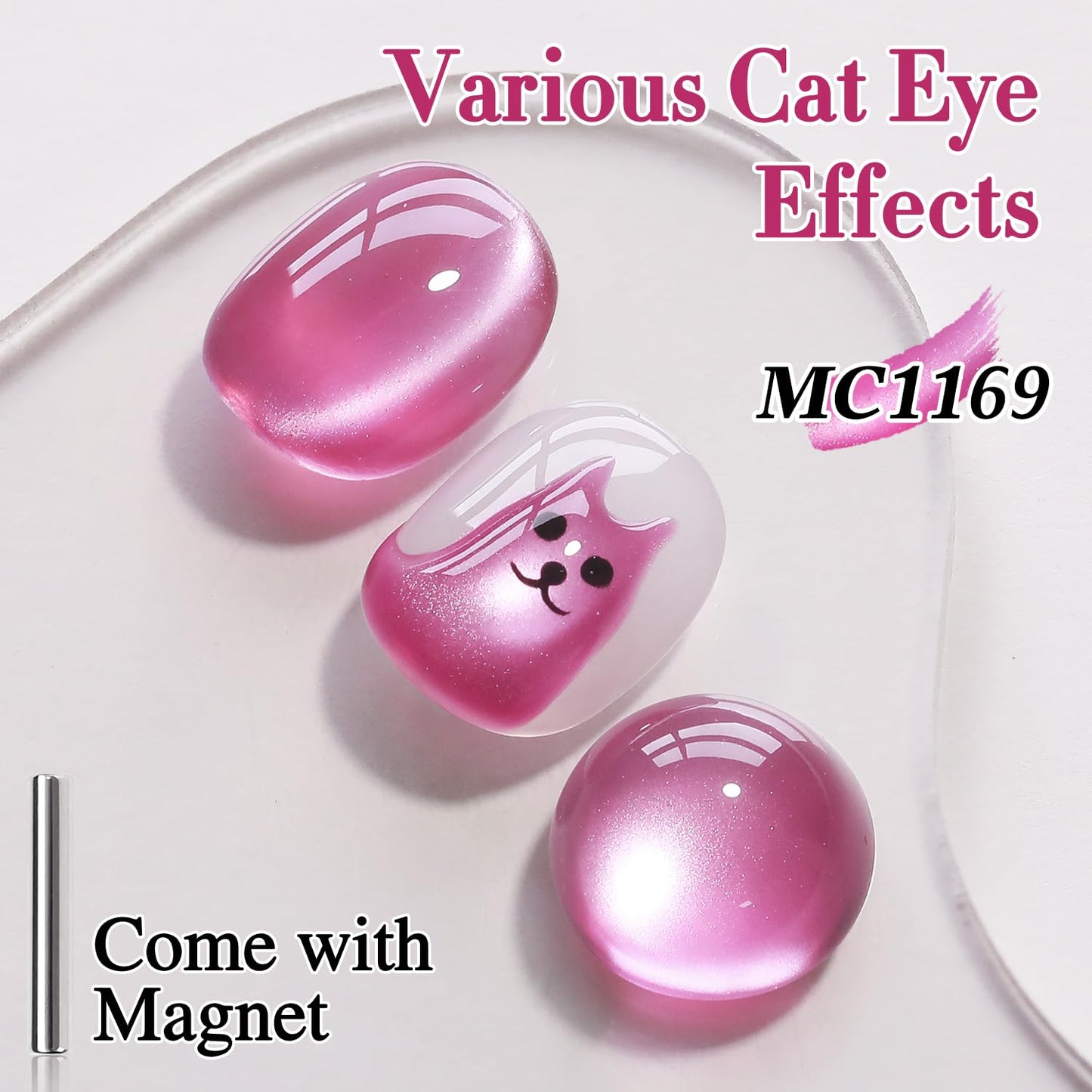 Double Rhythm 0.5 Oz Cat Eye Gel Polish with Magnet Same Color Same Bottle Holographic Glitter Shimmer Translucent Color Salon 15 ML Magnetic Nail Art (Purple Pink-MC1169)