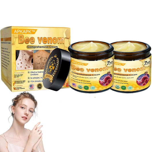 Bee Venom Comprehensive Cream, Professional bee venom cream for Removing and Repair, APKAPK Bee Venom Skin Treatment Cream, Natural Serum Suitable for All Skin Types (2 Pack)