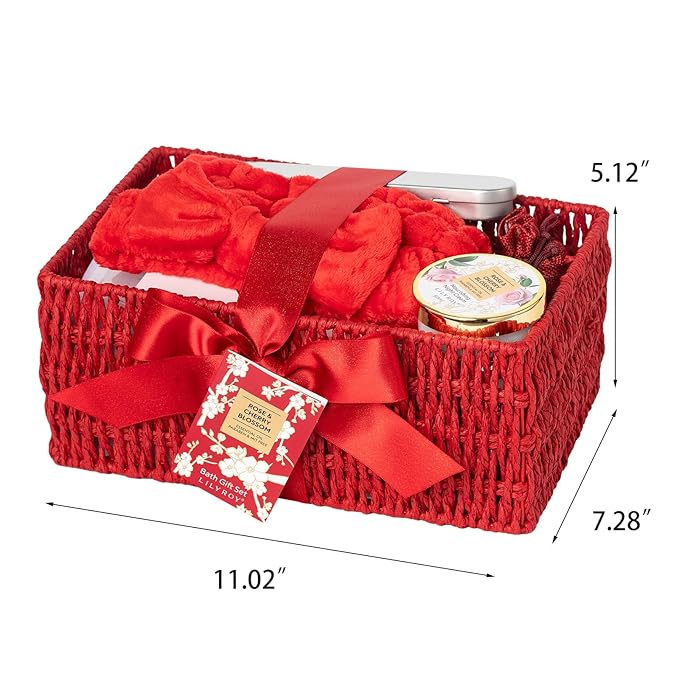 27 Pcs Bath and Body Gifts Basket Set - Rose Spa Gifts Set Skin Care Set for Women, Gift Baskets Set for Mothers Day Mom | Perfect Gifts for Christmas, Birthday, Valentines Day All Occasion Present