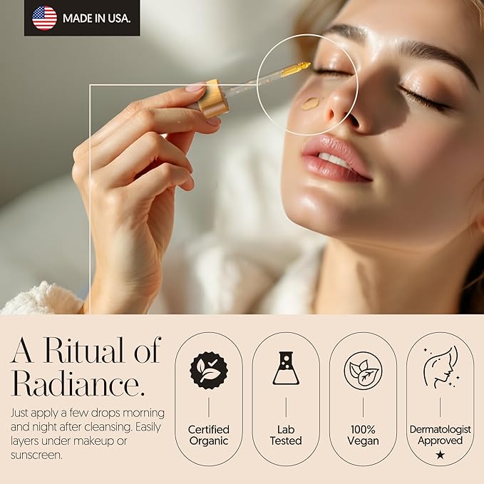 100% Organic Tsubaki Face Oil & Under-Eye Serum. Jojoba, Calendula, & Rice Bran - Hydrating & Brightening for Glowing Skin, Dark Spots & Even Skin Tone, Moisturizing Anti Aging Serum by Finally