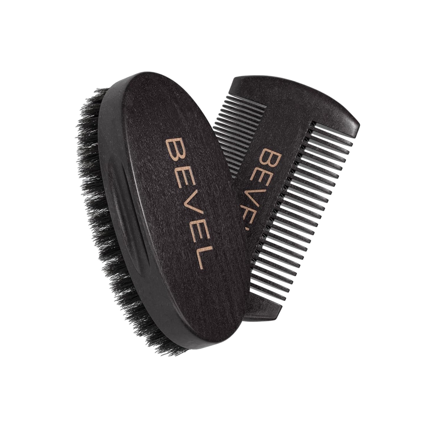 Bevel Premium 100% Boar Bristle Beard Brush & Deluxe Pearwood Comb Set for Men, Helps to Shape & Lock in Moisture, Beard Kit, Travel Essentials