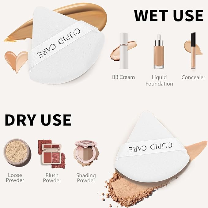 6 Pcs Powder Puff With 2 Travel Cases, Setting Puffs for Face and Foundation, Velour Makeup for Loose Body Powder, Skin-Friendly Beauty Tools - White/Red