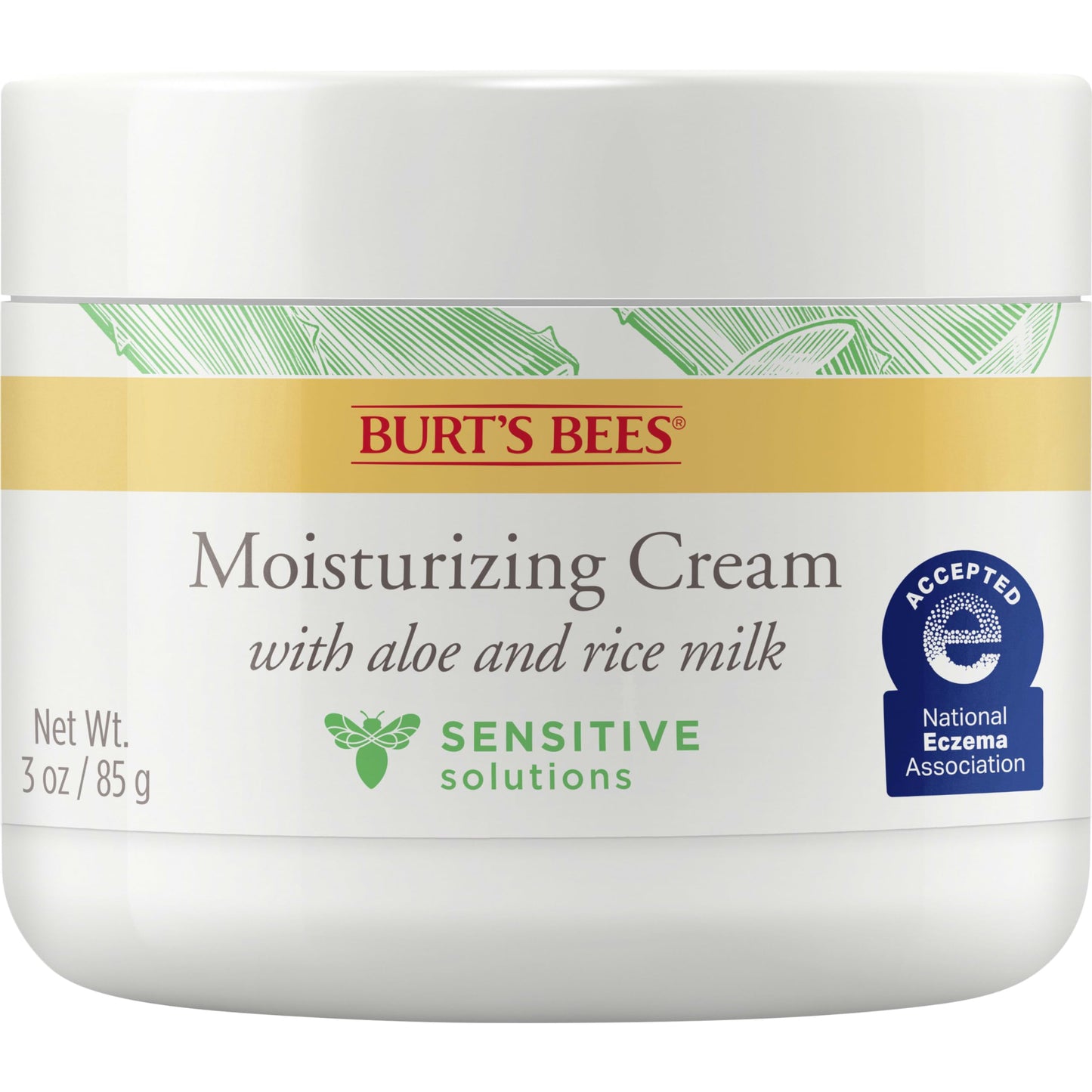 Burt's Bees Back To School Dorm Essentials, Calming Night Cream, With Aloe and Rice Milk, Face Moisturizer For Sensitive Skin, 98.8 Percent Natural Origin, 1.8 oz. Tub