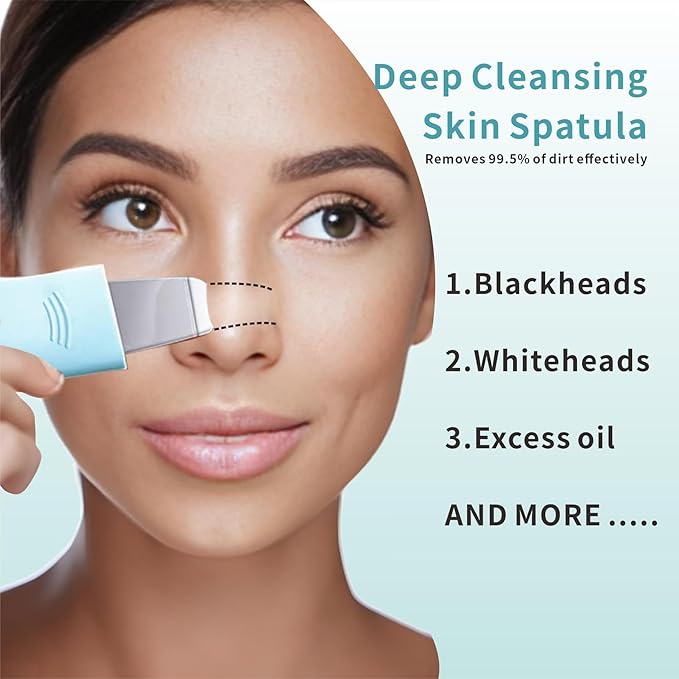 Blackhead Remover Tool,Black Head Remover for Face Nose-2 in 1 Pore Cleaning Brush Face Scrubber Skin Care Scraper Mask Applicator Spatula for Men Women Deep Cleansing (Blue)