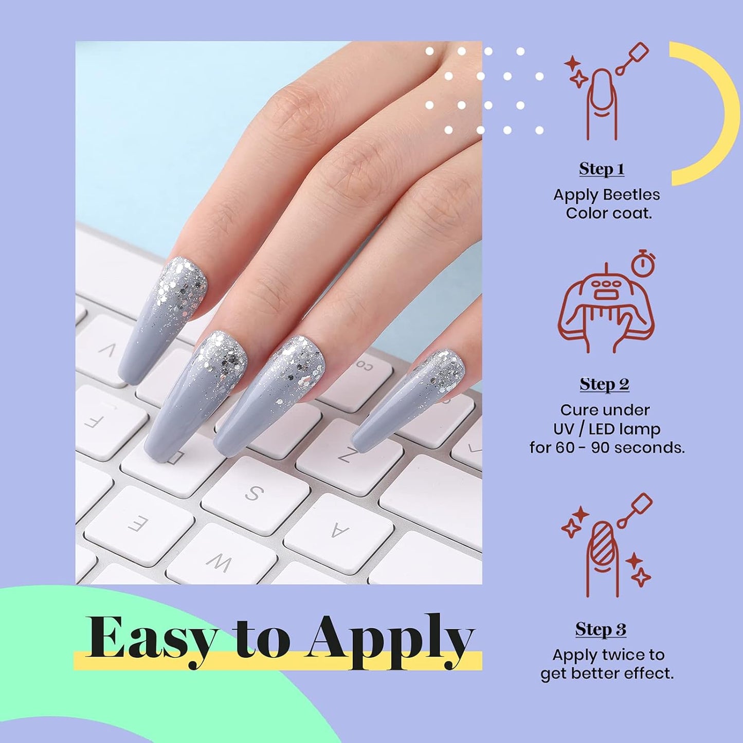 Beetles Gray Gel Nail Polish, 15ml Fall Grey Gel Polish Soak Off UV LED Nail Lamp Nail Art Manicure Salon DIY Home 0.5Oz Nail Polish for Women