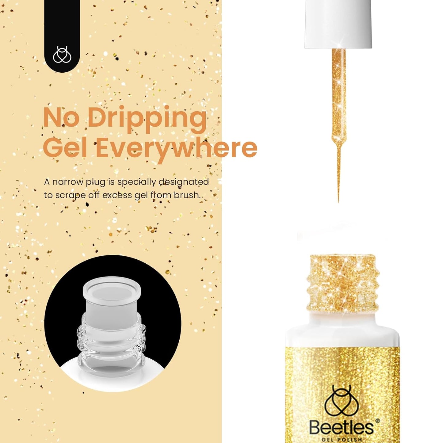 beetles Nail Art Liner Gel Polish Set, 4 Pcs Neutral Classic Glitter Reflective Colors Swirl Manicure Design Shiny Gold Silver Black White Decoration Holiday Party Gifts for Women Girls