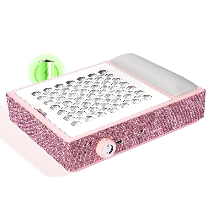 Cordless Nail Dust Collector,Brushless Turbo Fan Dust Collector Nail Tech 30pcs Cotton Filter,Rechargeable Dust Suction Machine for Acrylic Gel Polish Manicure at Salon&Home