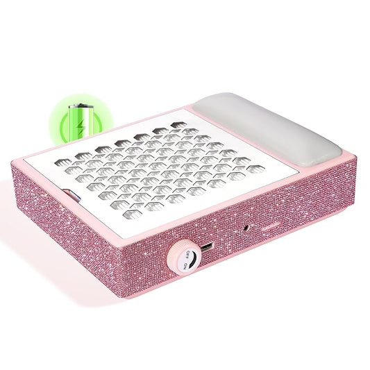 Cordless Nail Dust Collector,Brushless Turbo Fan Dust Collector Nail Tech 30pcs Cotton Filter,Rechargeable Dust Suction Machine for Acrylic Gel Polish Manicure at Salon&Home