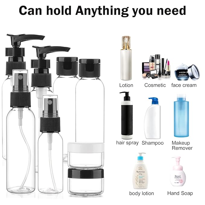Cosywell Travel Size Bottles for Toiletries 13 Pack 2oz TSA Approved Toiletry Bottles Leak Proof Travel Kit for Women Men TSA Clear Toiletry Bag Shampoo Lotion Skincare Cosmetic Container