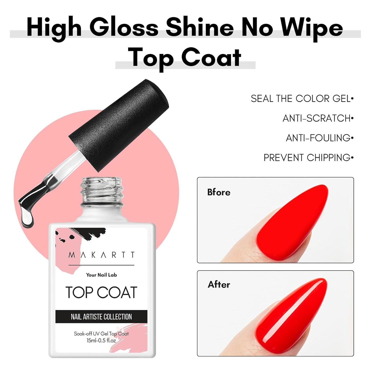 Makartt 3Pcs Builder Nail Gel with Top and Base Coat, Clear Gel Builder Kit for Nails Apex Building Thickening Strengthener Extension Rhinestone in a Bottle, UV Light Lamp Required