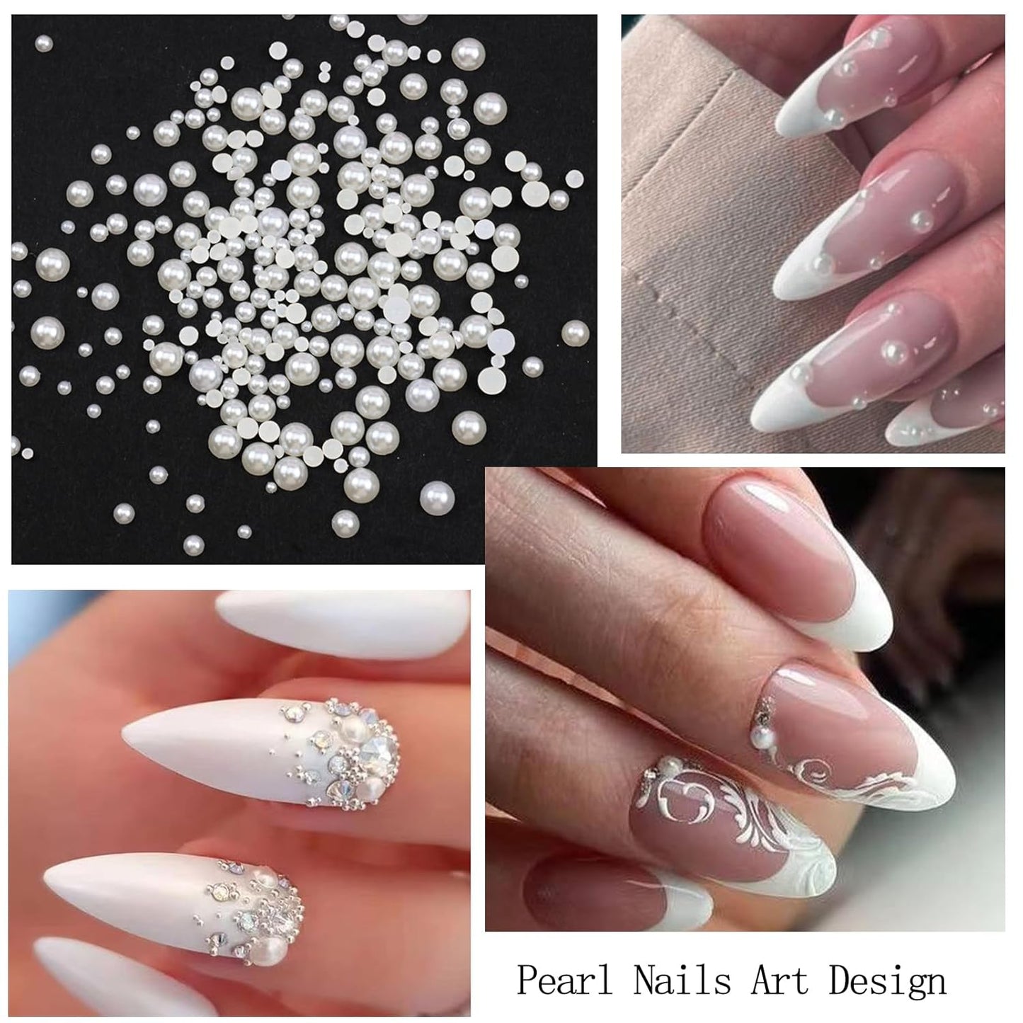 4 Boxes Flatback Rhinestones and Pearls Nail Charms for Acrylics - Crystals, Half Rounds, and Accessories for DIY Nail Art Decor