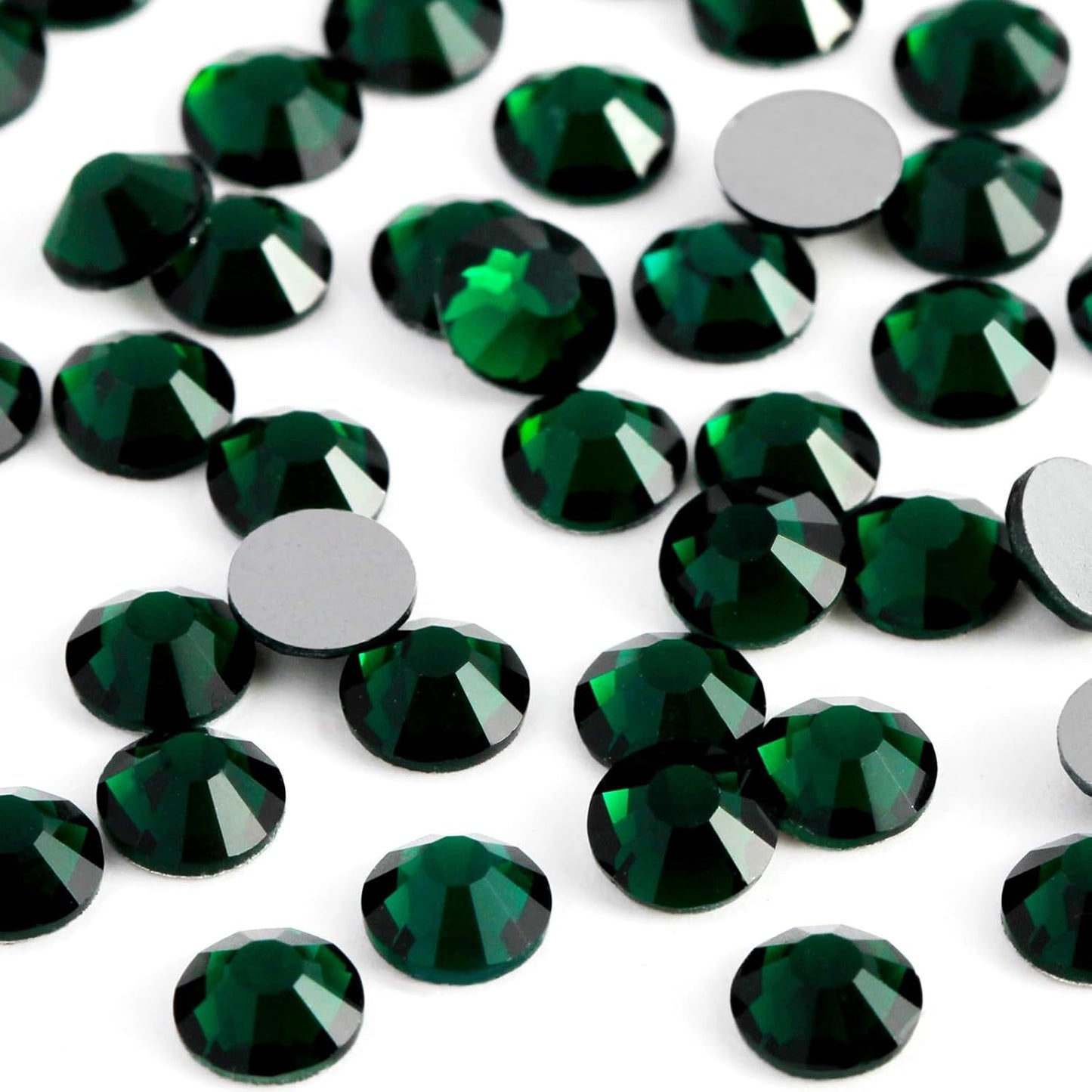 5000PCS SS6 Flatback Rhinestones | 12-Facet Diamond-Cut Glass Gems for Nail Art, Clothing, DIY Crafts |Glue-On Decoration Stones with Silver Backing(Emerald)