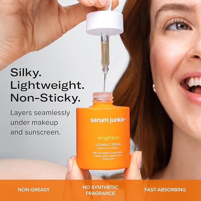 BRIGHTEN 15% Stabilized Vitamin C Serum with Glutathione, Ferulic Acid, Hexylresorcinol, Kakadu Plum, Vitamin E, Brightening, Glowing Skin, Anti-Aging 1 fl oz