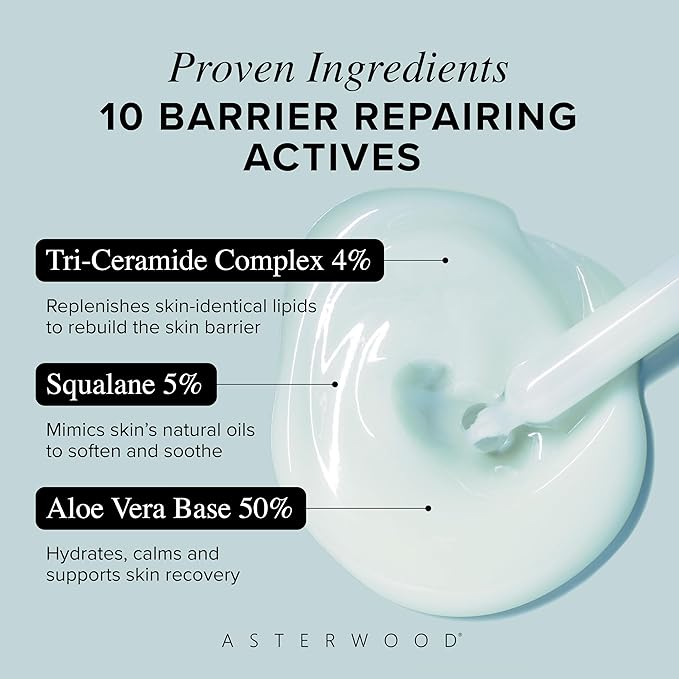 Asterwood Triple Ceramide Barrier Repair Serum - Hydrating, Calming, & Barrier-Restoring Skin Facial Serum - with Ceramide Complex, Squalane, Hyaluronic Acid - Fragrance-Free, Cruelty-Free - 1 Fl Oz