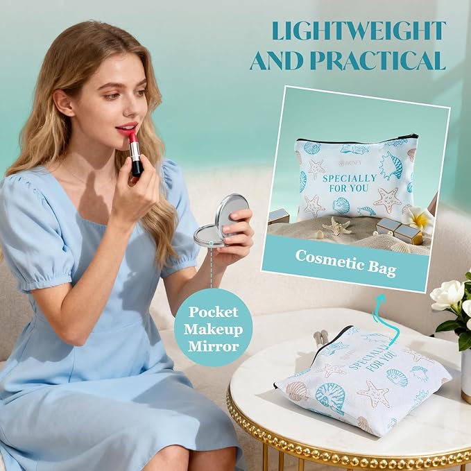 Briney 13Pcs Birthday Gifts for Women, Care Package for Women, Gift Basket, Unique Relaxing Ocean Themed Present for Mom Wife Sister Best Friend, Blue