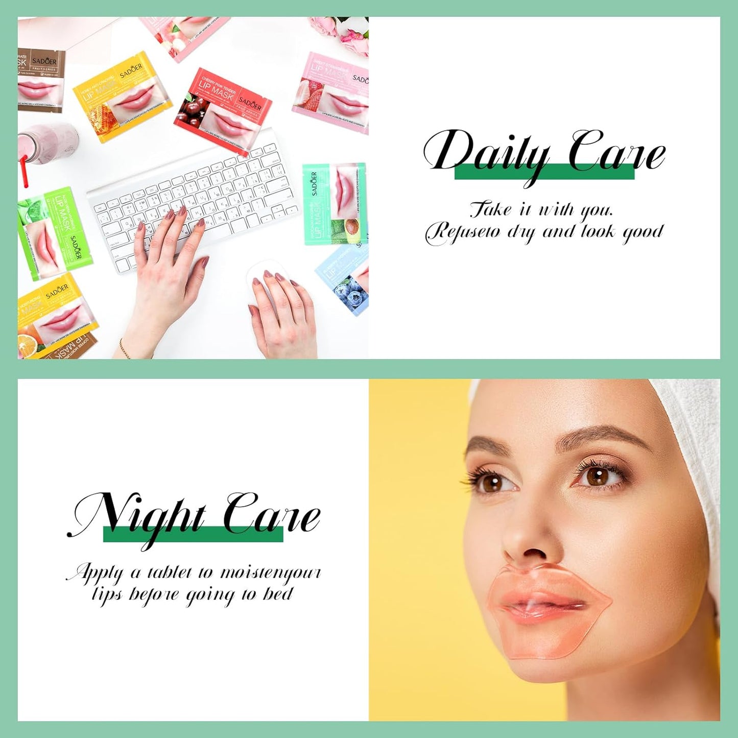 60 Pcs Moisturizing Lip Mask Eye Pads Lip Eyes Care Pads Mask Multi Pack Lip and Under Eye Patches for Puffy Eyes Spa Moisturizing Skincare Eye Lip Treatment (Lip)