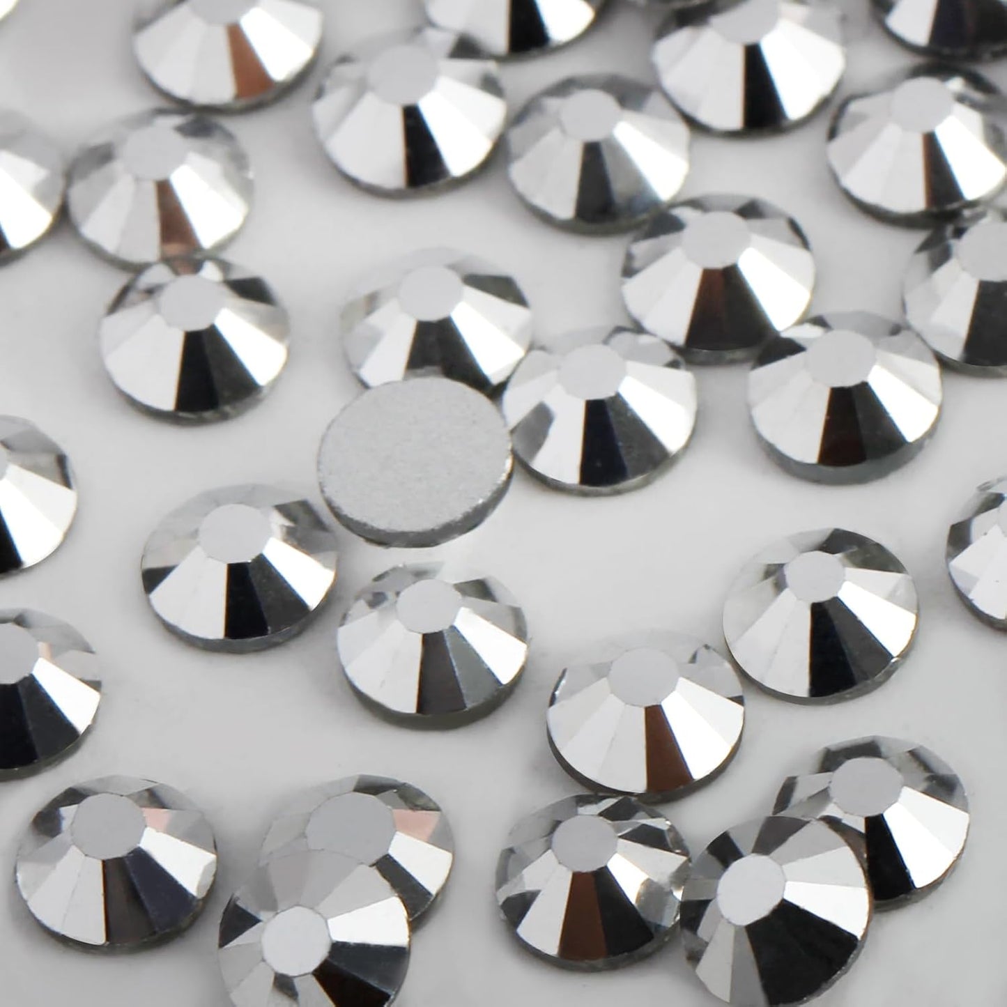 3000 PCS SS10 Flatback Rhinestones,12-Facet Diamond-Cut Glass Gems for Nail Art,Clothing,DIY Crafts,Glue-On Decoration Stones with Silver Backing,Silver Hematite