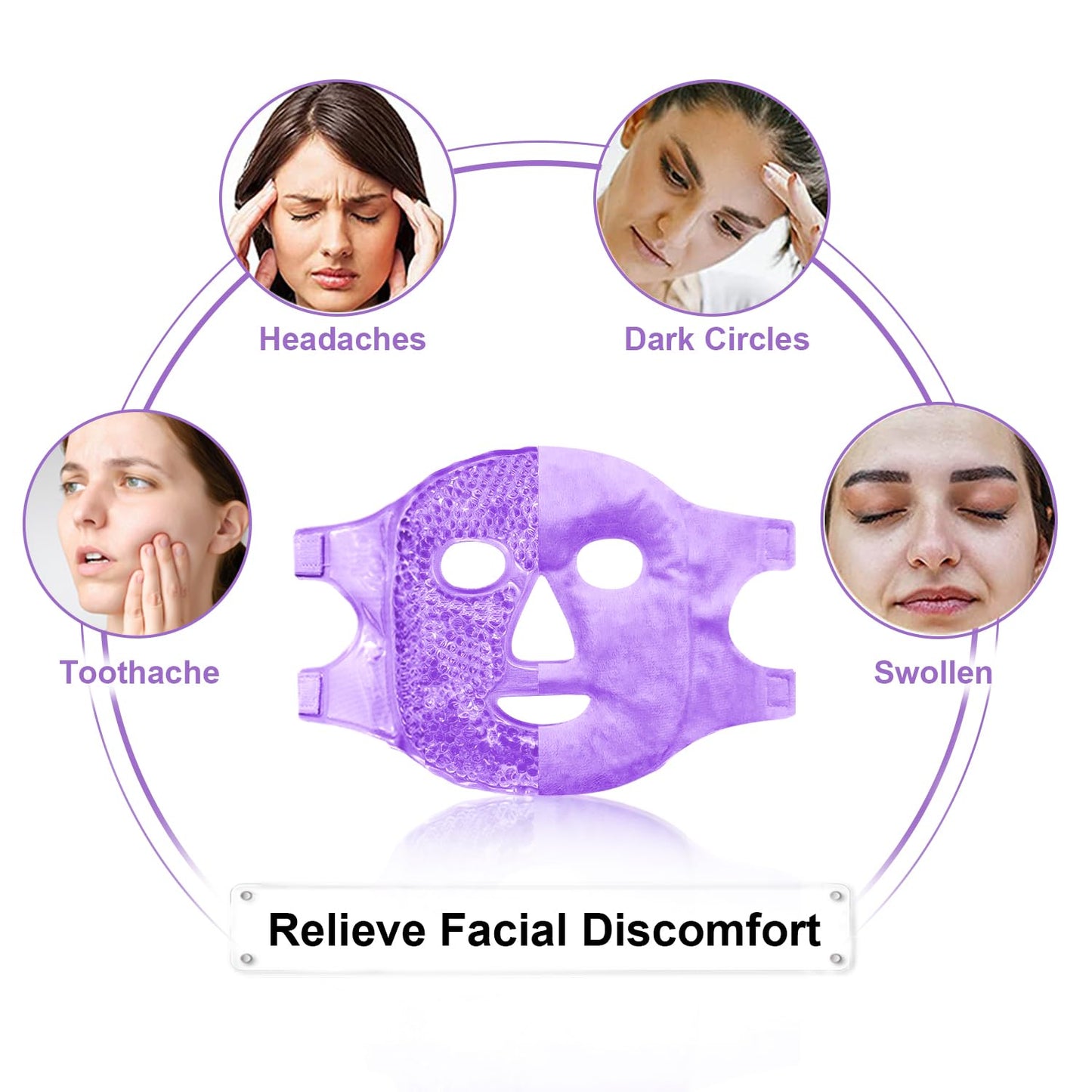 Cold Face Eye Masks Ice Face Mask Hot Cold Compress For Dark Circles, Puffiness, Migraines, Headache, Stress, Redness, Cooling Face Masks For Women Man, Skin Care