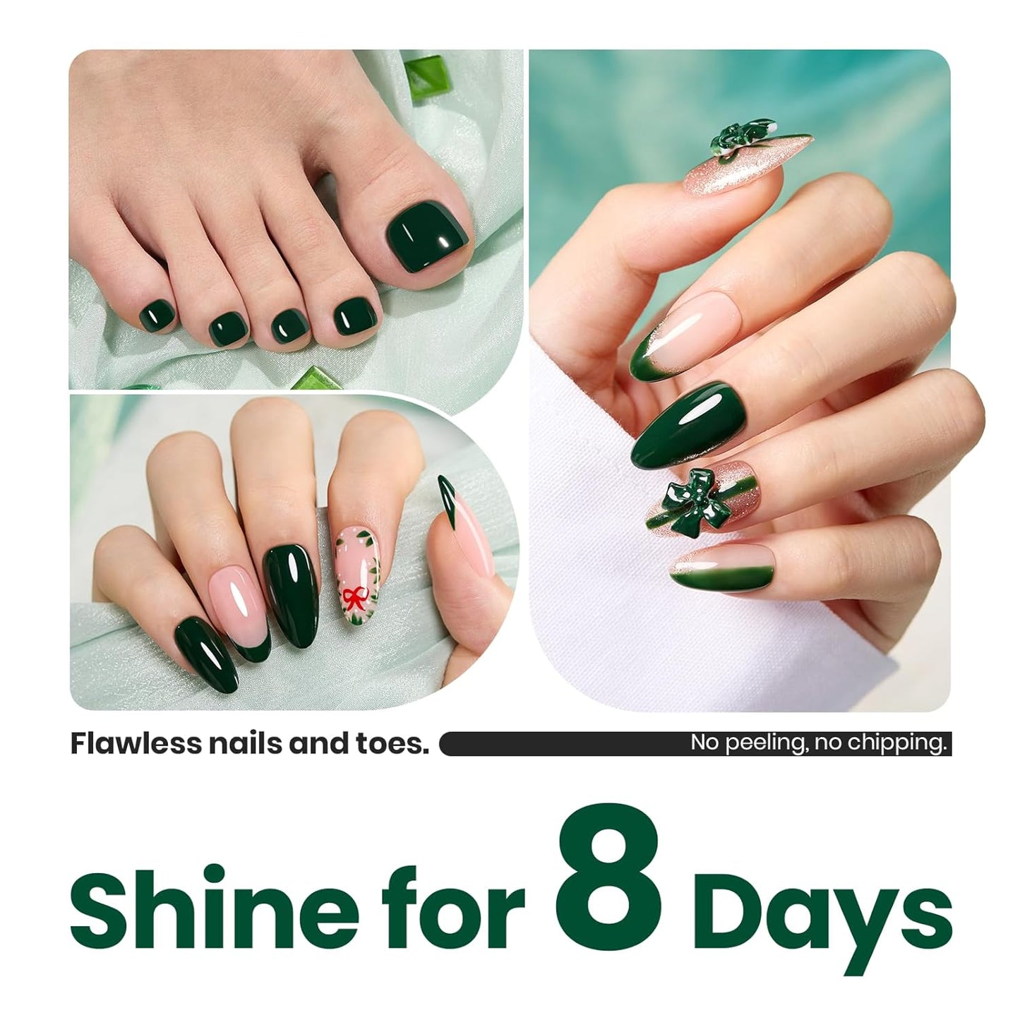 Beetles Fir Greenery Nail Polish, 1Pcs 15ml Fast Drying & Long Lasting Winter Nail Polish Dark Green Nail Lacquer Gift for Women