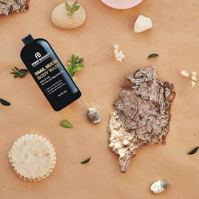 ALL Natural Body Wash - Fights Body Odor, Athlete’s Foot, Jock Itch, Nail Issues, Dandruff, Acne, Eczema, Shower Gel for Women & Men, Skin Cleanser -16 fl oz (Tea Tree Snail Mucin)