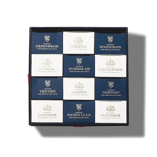 Caswell-Massey Natural Bar Soap for Men & Women, Moisturizing Body Soap Bar for All Skin Types, Made with Essential Oils & Plant-Based Formula for Soft Skin, Multi Scents, 12 Bars x 5.8 oz Gift Set