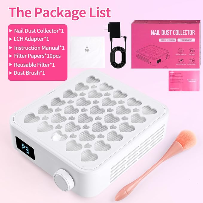 BQAN Nail Dust Collector Portable for Home & Salon - 4200RPM Vacuum with Reusable Filter, for Acrylic Drilling Dust Beginner Friendly Small Manicure Tool (White)